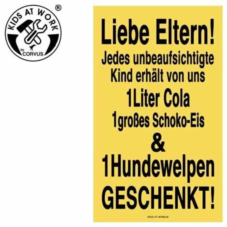 Produktbild: Corvus A750411 - Kids-at-Work, Schild Liebe Eltern! ..., Aufmerksamkeit-Schild, 25x15cm