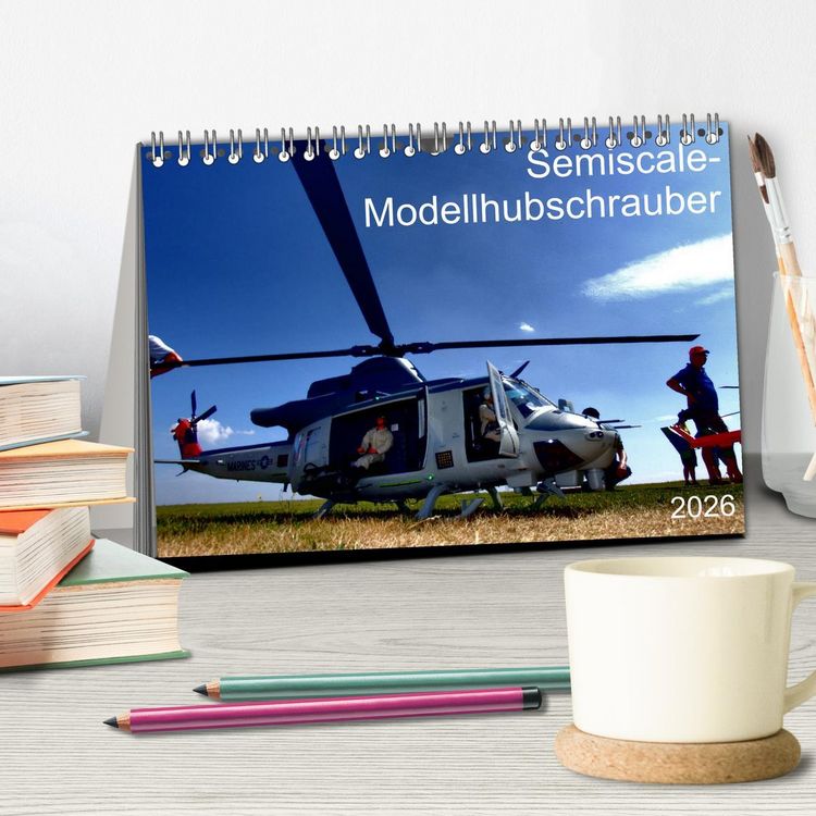 Produktbild: Semiscale-Modellhubschrauber (Tischkalender 2026 DIN A5 quer), CALVENDO Monatskalender