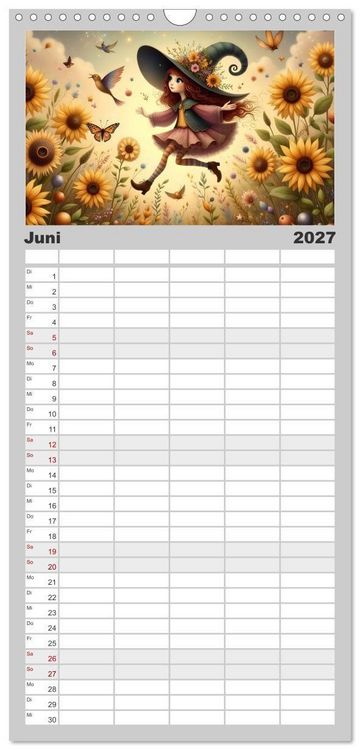 Produktbild: Familienplaner 2027 - Luna, die kleine Zauberhexe mit 5 Spalten (Wandkalender, 21 x 45 cm) CALVENDO