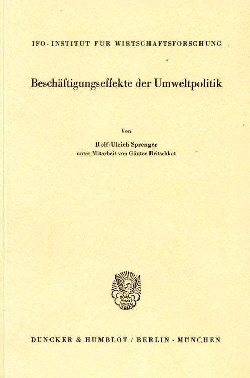 Produktbild: Besch&auml;ftigungseffekte der Umweltpolitik.