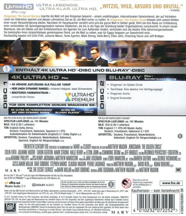 Produktbild: Kingsman - The Golden Circle (4K Ultra HD) (+ Blu-ray)