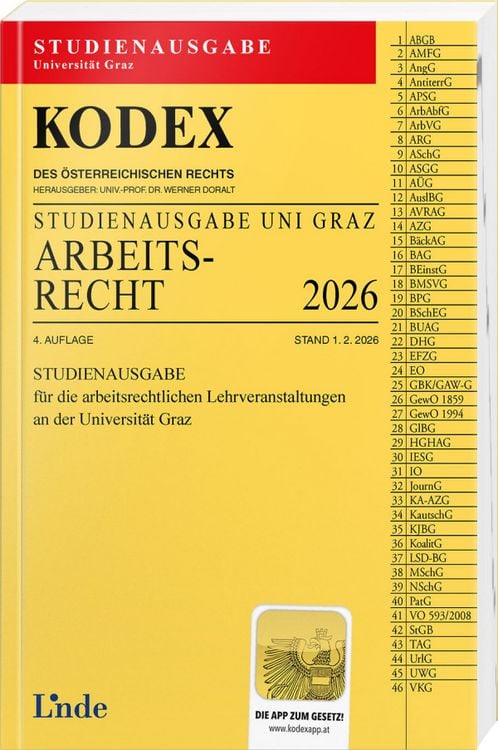 Produktbild: KODEX Studienausgabe Arbeitsrecht Graz 2026