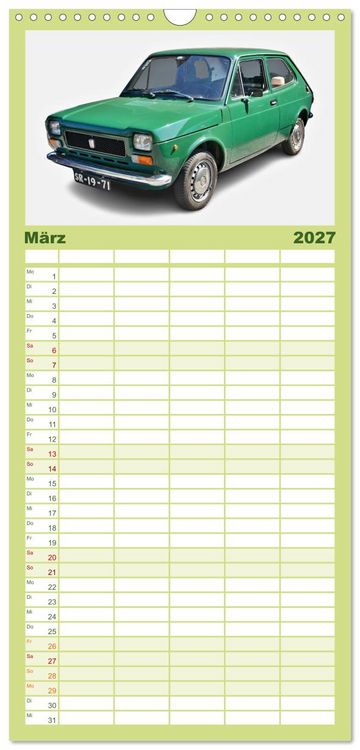 Produktbild: Familienplaner 2027 - Italienische Klassiker mit 5 Spalten (Wandkalender, 21 x 45 cm) CALVENDO