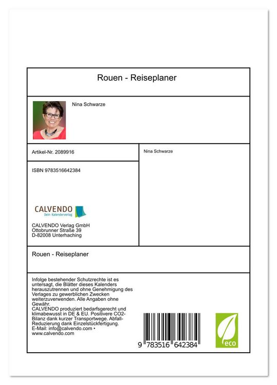 Produktbild: Rouen - Reiseplaner (Tischkalender 2026 DIN A5 hoch), CALVENDO Monatskalender