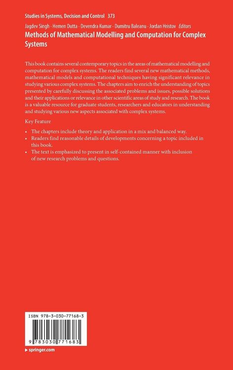 Produktbild: Methods of Mathematical Modelling and Computation for Complex Systems