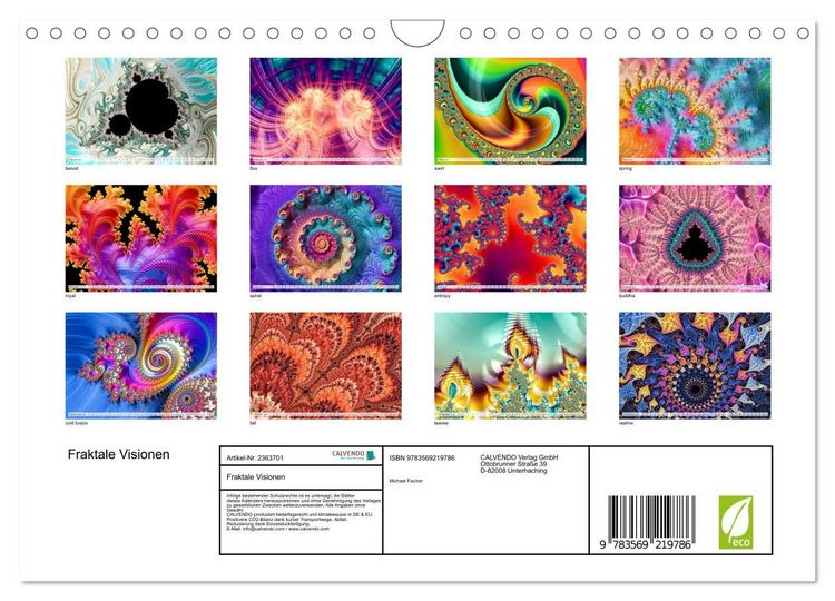 Produktbild: Fraktale Visionen (Wandkalender 2027 DIN A4 quer), CALVENDO Monatskalender