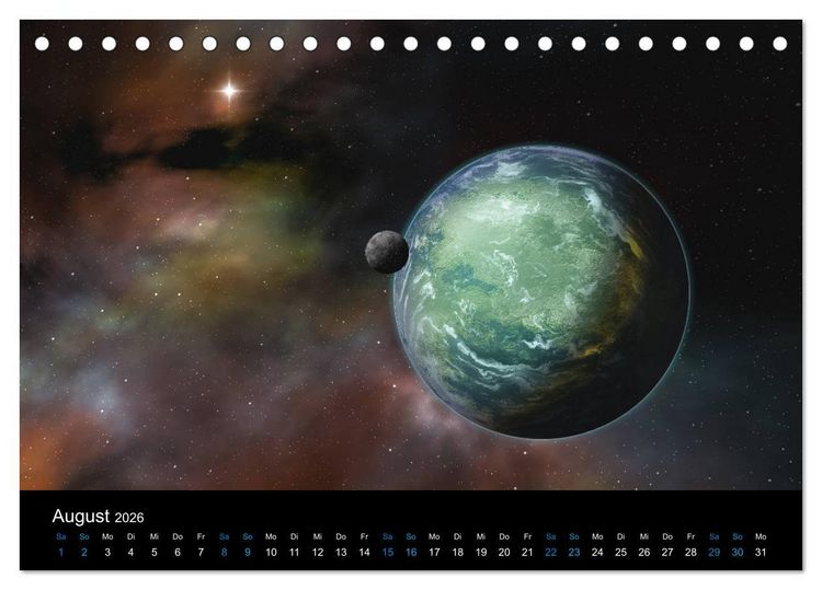 Produktbild: Weit entfernte unbekannte Welten (Tischkalender 2026 DIN A5 quer), CALVENDO Monatskalender