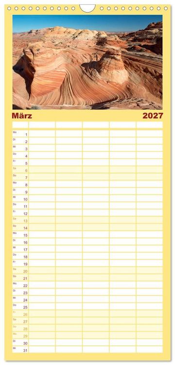 Produktbild: Familienplaner 2027 - Paria Canyon - The Wave Naturwunder mit 5 Spalten (Wandkalender, 21 x 45 cm) CALVENDO