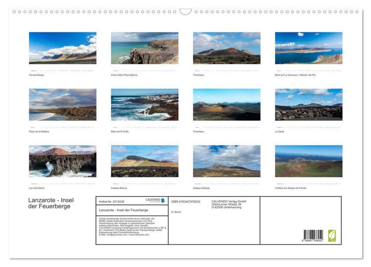 Produktbild: Lanzarote - Insel der Feuerberge (Wandkalender 2026 DIN A2 quer), CALVENDO Monatskalender