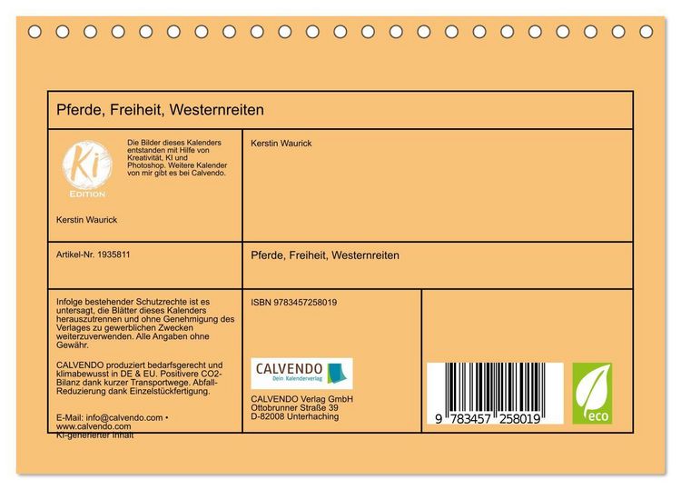 Produktbild: Pferde, Freiheit, Westernreiten (Tischkalender 2026 DIN A5 quer), CALVENDO Monatskalender