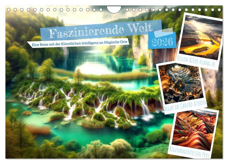 Produktbild: Faszinierende Welt: Eine Reise mit der K&uuml;nstlichen Intelligenz an Magische Orte (Wandkalender 2026 DIN A4 quer), CALVENDO Monatskalender