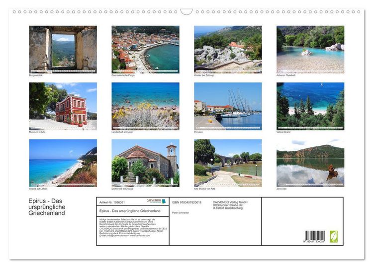 Produktbild: Epirus - Das urspr&uuml;ngliche Griechenland (Wandkalender 2026 DIN A2 quer), CALVENDO Monatskalender