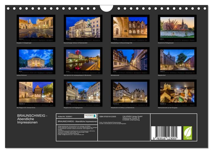Produktbild: BRAUNSCHWEIG - Abendliche Impressionen (Wandkalender 2026 DIN A4 quer), CALVENDO Monatskalender