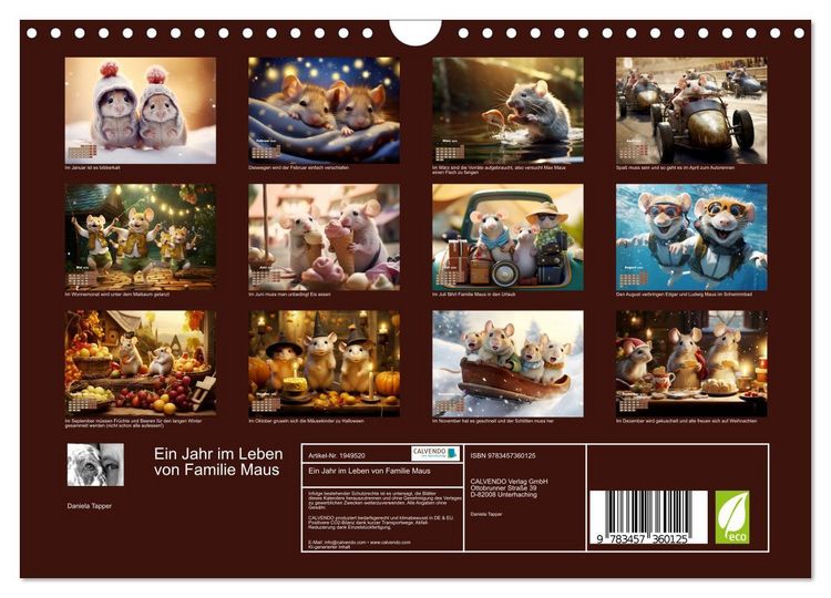 Produktbild: Ein Jahr im Leben von Familie Maus (Wandkalender 2026 DIN A4 quer), CALVENDO Monatskalender