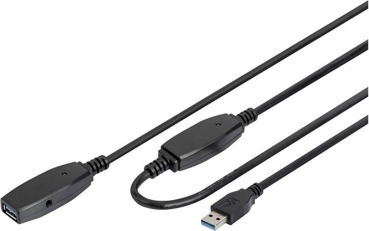 Produktbild: Digitus USB-Kabel USB 3.2 Gen1 USB-A Stecker, USB-A Buchse 10.00 m Schwarz Geschirmt, doppelt geschirmt DA-73105