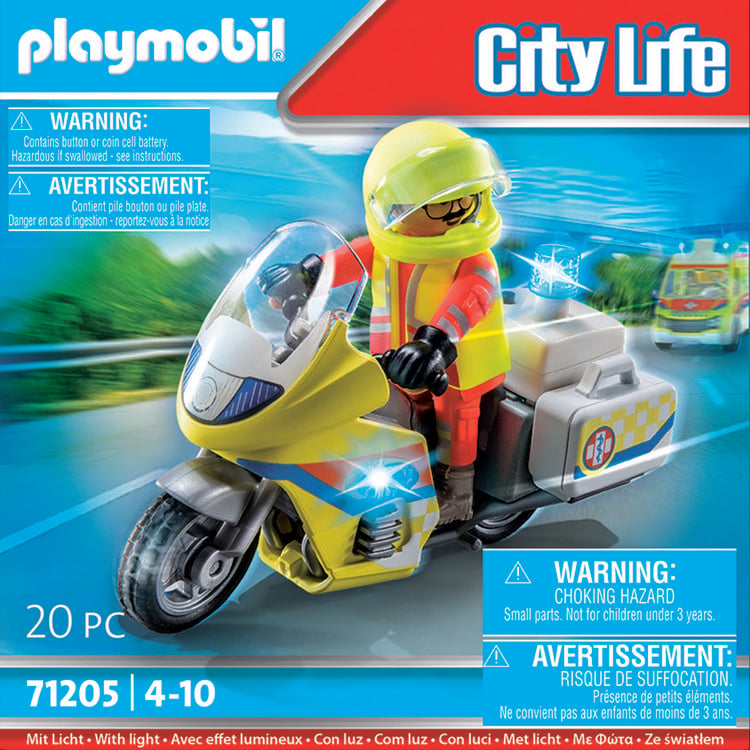 Produktbild: PLAYMOBIL&reg; City Life 71205 Notarzt-Motorrad mit Blinklicht