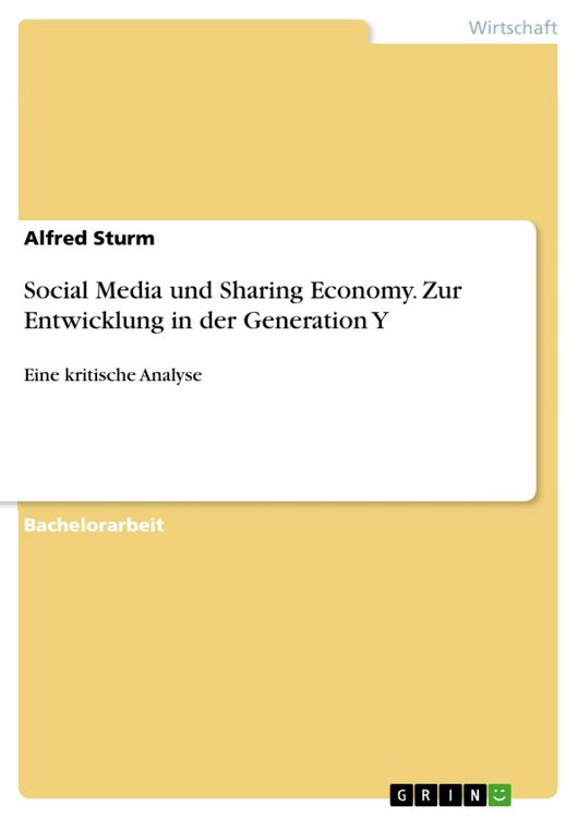Produktbild: Social Media und Sharing Economy. Zur Entwicklung in der Generation Y