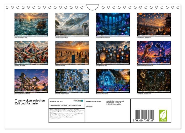 Produktbild: Traumwelten zwischen Zeit und Fantasie (Wandkalender 2027 DIN A4 quer), CALVENDO Monatskalender