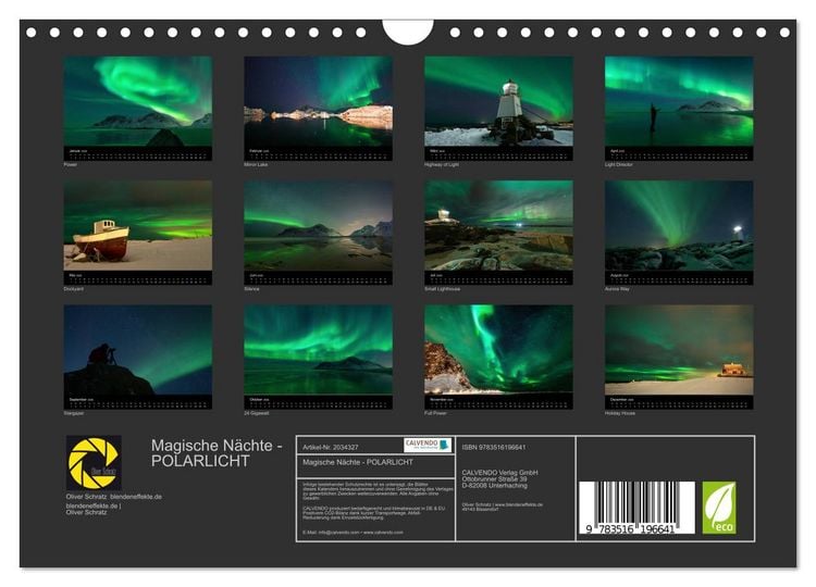Produktbild: Magische N&auml;chte - POLARLICHT (Wandkalender 2026 DIN A4 quer), CALVENDO Monatskalender