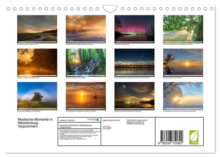 Produktbild: Mystische Momente in Mecklenburg-Vorpommern (Wandkalender 2027 DIN A4 quer), CALVENDO Monatskalender