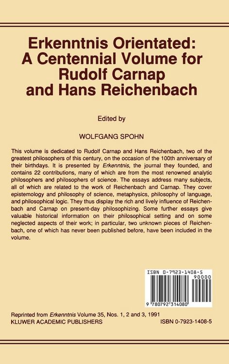 Produktbild: Erkenntnis Orientated: A Centennial Volume for Rudolf Carnap and Hans Reichenbach