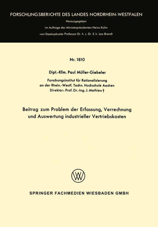 Produktbild: Beitrag zum Problem der Erfassung, Verrechnung und Auswertung industrieller Vertriebskosten