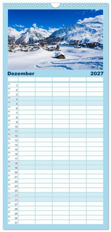 Produktbild: Familienplaner 2027 - Graub&uuml;nden Engadin mit 5 Spalten (Wandkalender, 21 x 45 cm) CALVENDO