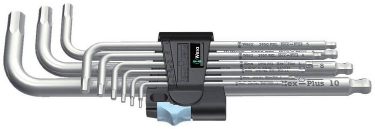 Produktbild: Wera 3950/9 Winkelschraubendreher-Set 1.5 mm, 2 mm, 2.5 mm, 3 mm, 4 mm, 5 mm, 6 mm, 8 mm, 10 mm 9teilig