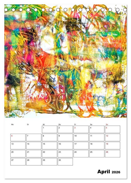 Produktbild: Ungeb&auml;ndigt frei - Abstrakte Malerei - dynamische Linien in leuchtenden Farbr&auml;umen (Tischkalender 2026 DIN A5 hoch), CALVENDO Monatskalender