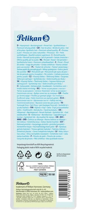 Produktbild: Pelikan Pinsel Premium, 8er Synthetikpinseln