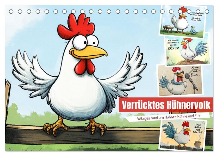 Produktbild: Verr&uuml;cktes H&uuml;hnervolk (Tischkalender 2026 DIN A5 quer), CALVENDO Monatskalender