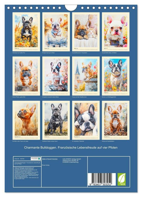 Produktbild: Charmante Bulldoggen. Franz&ouml;sische Lebensfreude auf vier Pfoten (Wandkalender 2026 DIN A4 hoch), CALVENDO Monatskalender