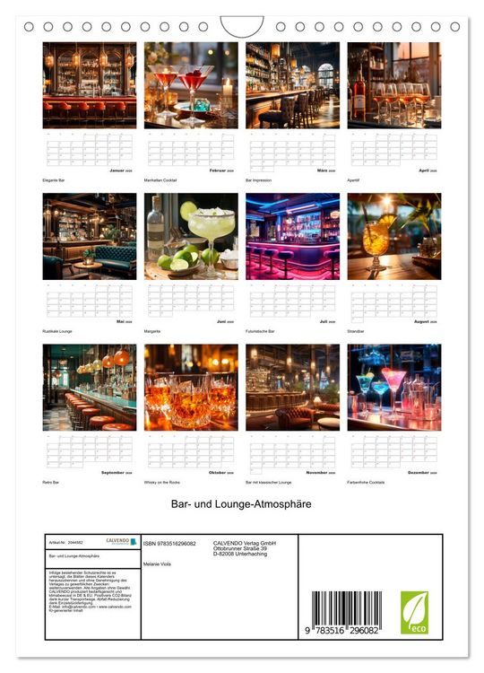 Produktbild: Bar- und Lounge-Atmosph&auml;re (Wandkalender 2026 DIN A4 hoch), CALVENDO Monatskalender