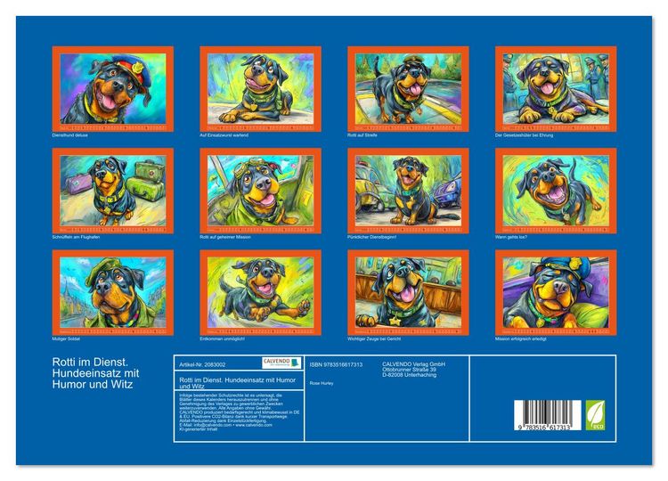 Produktbild: Rotti im Dienst. Hundeeinsatz mit Humor und Witz (hochwertiger Premium Wandkalender 2026 DIN A2 quer), Kunstdruck in Hochglanz