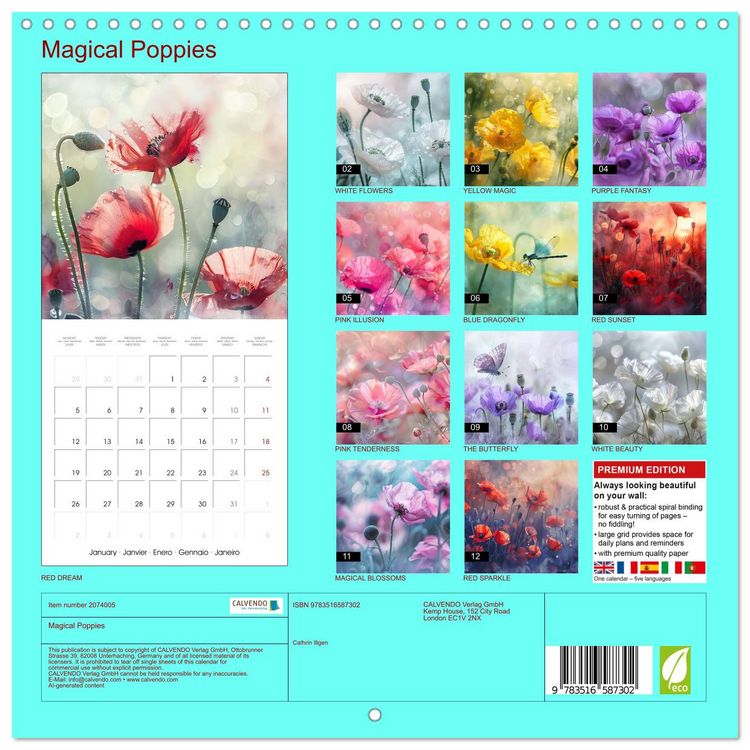Produktbild: Magical Poppies (Wall Calendar 2026 12 &times; 12 Inch) CALVENDO 12 Month Wall Calendar