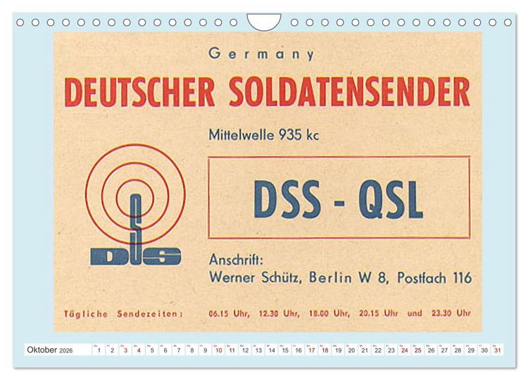 Produktbild: Rundfunk in Deutschland - Historische QSL-Karten (Wandkalender 2026 DIN A4 quer), CALVENDO Monatskalender