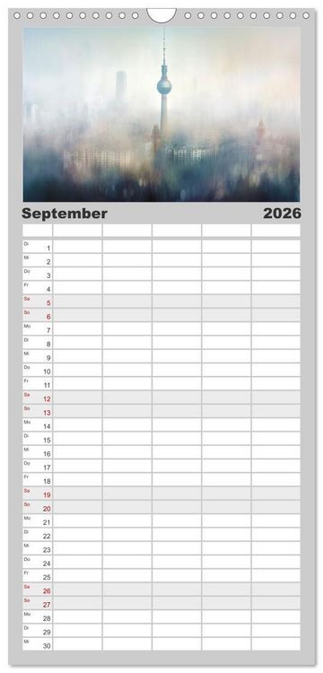 Produktbild: Familienplaner 2026 - Fantasiest&auml;dte mit 5 Spalten (Wandkalender, 21 x 45 cm) CALVENDO