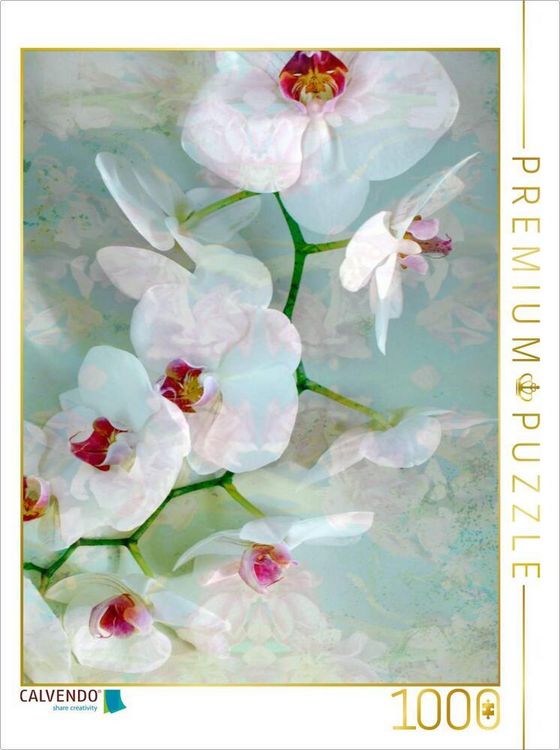 Produktbild: CALVENDO Puzzle Wei&szlig; Blaue Orchidee | 1000 Teile Lege-Gr&ouml;&szlig;e 64x48cm Foto-Puzzle f&uuml;r gl&uuml;ckliche Stunden