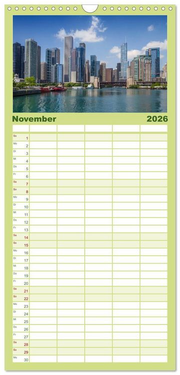 Produktbild: Familienplaner 2026 - CHICAGO Stadtzentrum mit 5 Spalten (Wandkalender, 21 x 45 cm) CALVENDO