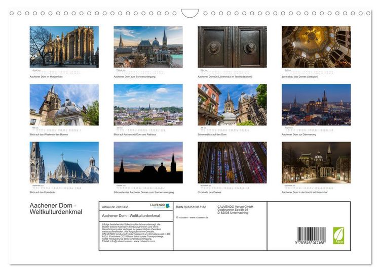Produktbild: Aachener Dom - Weltkulturdenkmal (Wandkalender 2026 DIN A3 quer), CALVENDO Monatskalender