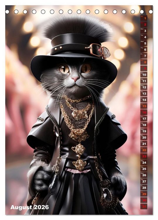 Produktbild: Stylish cats (Desk Calendar 2026 DIN A5 portrait), CALVENDO 12 Month DeskCalendar