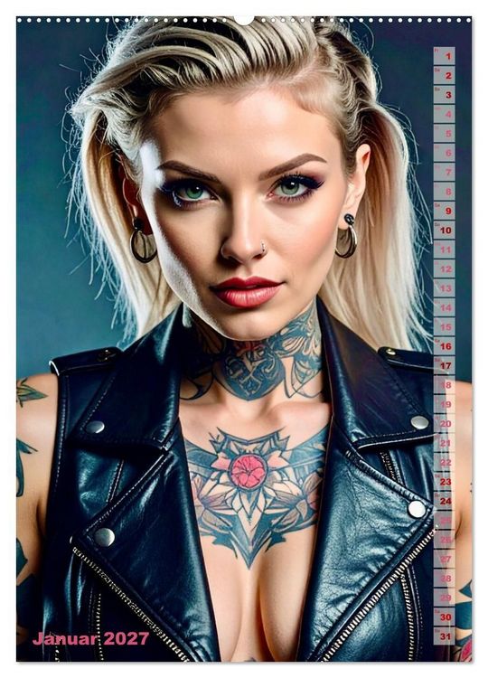 Produktbild: Tattoo Beauties Portraits (hochwertiger Premium Wandkalender 2027 DIN A2 hoch), Kunstdruck in Hochglanz