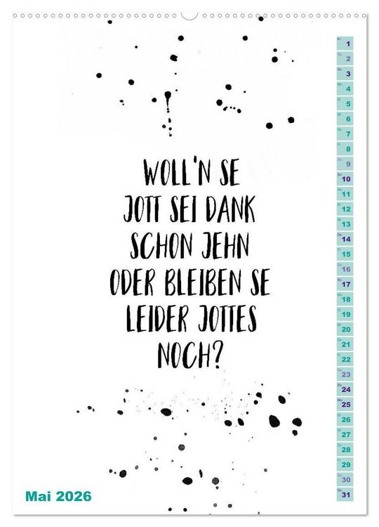 Produktbild: BERLINERISCH Lustige Spr&uuml;che (hochwertiger Premium Wandkalender 2026 DIN A2 hoch), Kunstdruck in Hochglanz