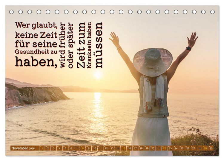 Produktbild: Achtsamkeit Gesundheit mit coolen Spr&uuml;chen zum Wohlbefinden (Tischkalender 2026 DIN A5 quer), CALVENDO Monatskalender