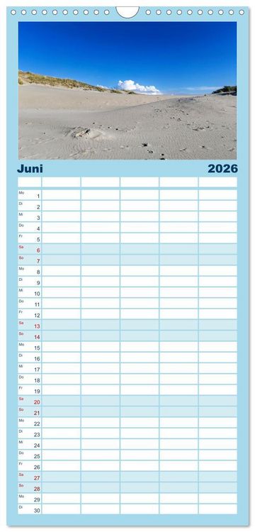 Produktbild: Familienplaner 2026 - Inselbilder Amrum mit 5 Spalten (Wandkalender, 21 x 45 cm) CALVENDO