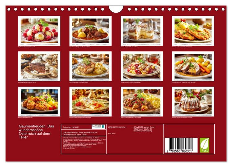 Produktbild: Gaumenfreuden. Das wundersch&ouml;ne &Ouml;sterreich auf dem Teller (Wandkalender 2027 DIN A4 quer), CALVENDO Monatskalender