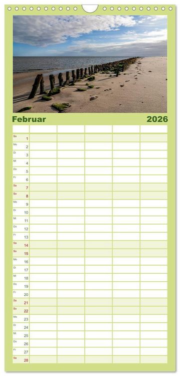 Produktbild: Familienplaner 2026 - Sylt - Bilder einer Insel mit 5 Spalten (Wandkalender, 21 x 45 cm) CALVENDO