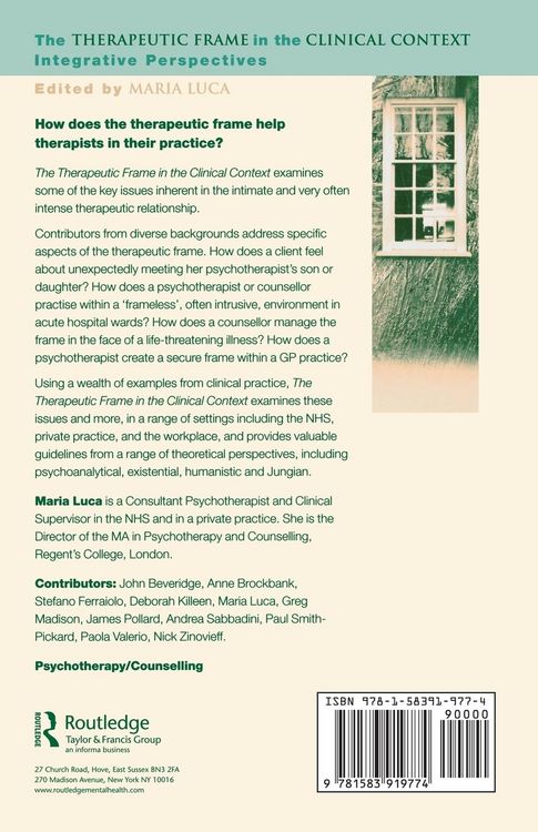 Produktbild: The Therapeutic Frame in the Clinical Context