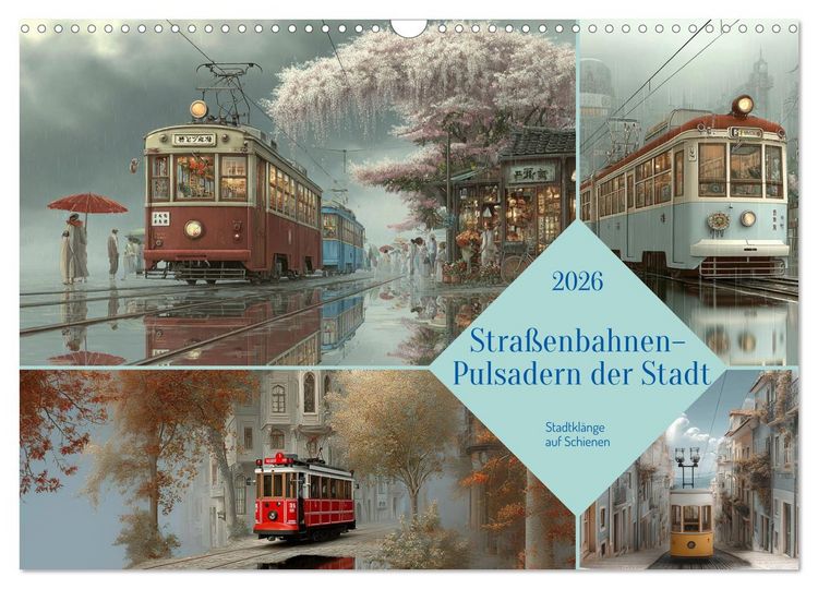 Produktbild: Stra&szlig;enbahnen - Pulsadern der Stadt (Wandkalender 2026 DIN A3 quer), CALVENDO Monatskalender