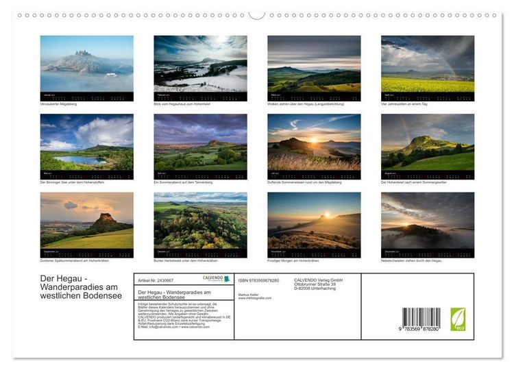 Produktbild: Der Hegau - Wanderparadies am westlichen Bodensee (hochwertiger Premium Wandkalender 2027 DIN A2 quer), Kunstdruck in Hochglanz